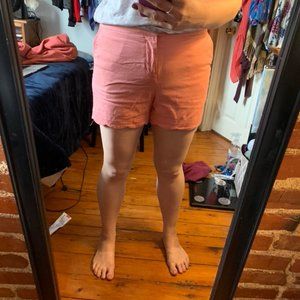 Peach shorts with scalloped edge